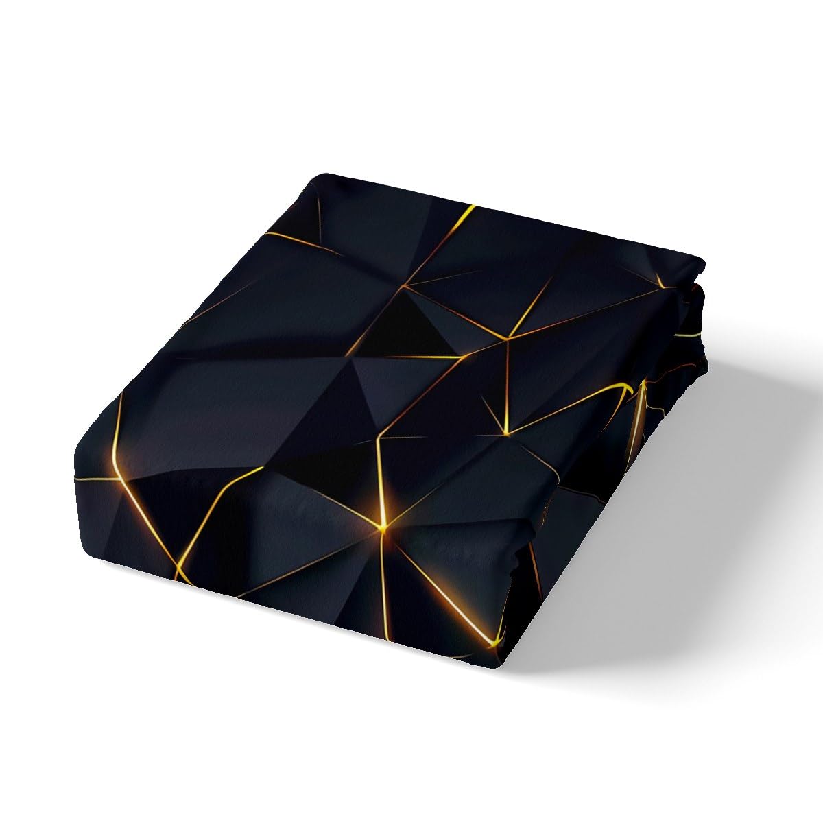 Feelyou Honeycomb Sheet Set Twin Size,Geometric Stereoscopic Theme Teens Boys Bedding Set,Adults Bedroom Decoration 3D Black Gold Print Fitted Sheet All Season