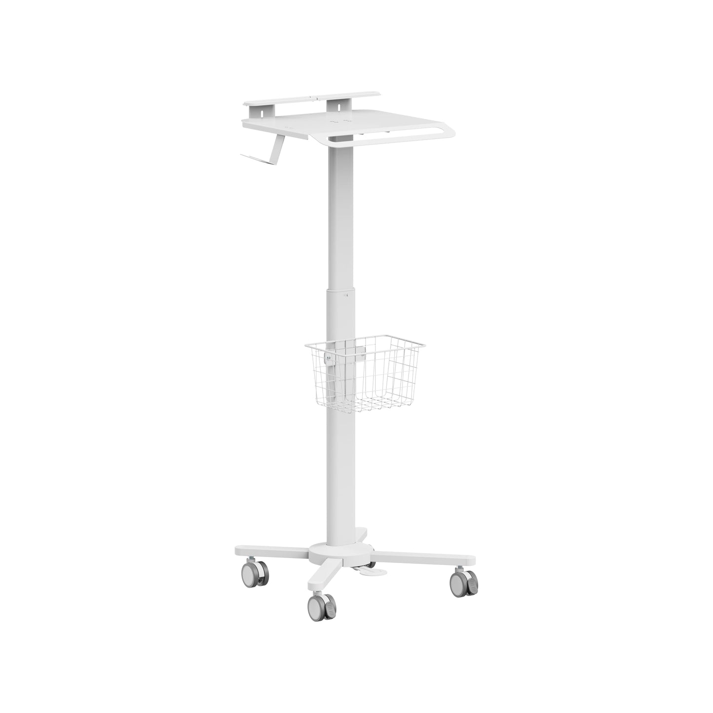 MB-C13-4 Height Adjustable, Lightweight, Anti-Theft, Anti-Slip Medical Laptop Workstation Trolley Cart with Wheels, Oral Scanner Holder, Basket Storage | Tabletop for Dental Office, Hospital, Clinic