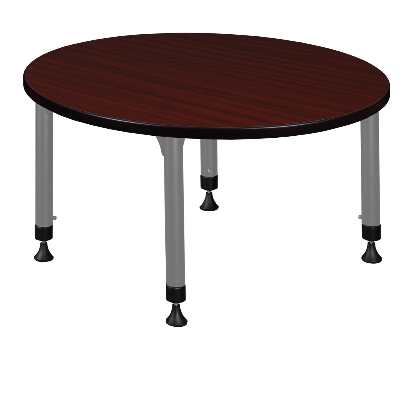 Romig Trek 36 in. Round Height Adjustable Classroom Activity Table- Mahogany & Grey Base