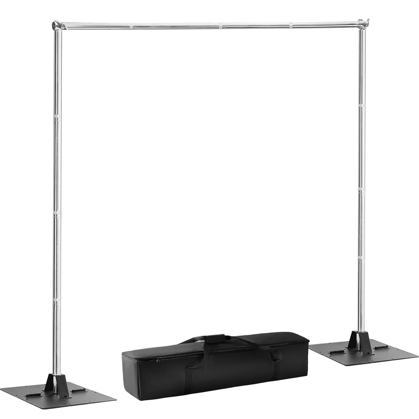 Heavy Duty Pipe and Drape Frame Kit 10x10ft Adjustable Height/Width Photography Background Support Poles All-Metal Construction Backdrop Stand for Party, Birthday, Wedding - Silver