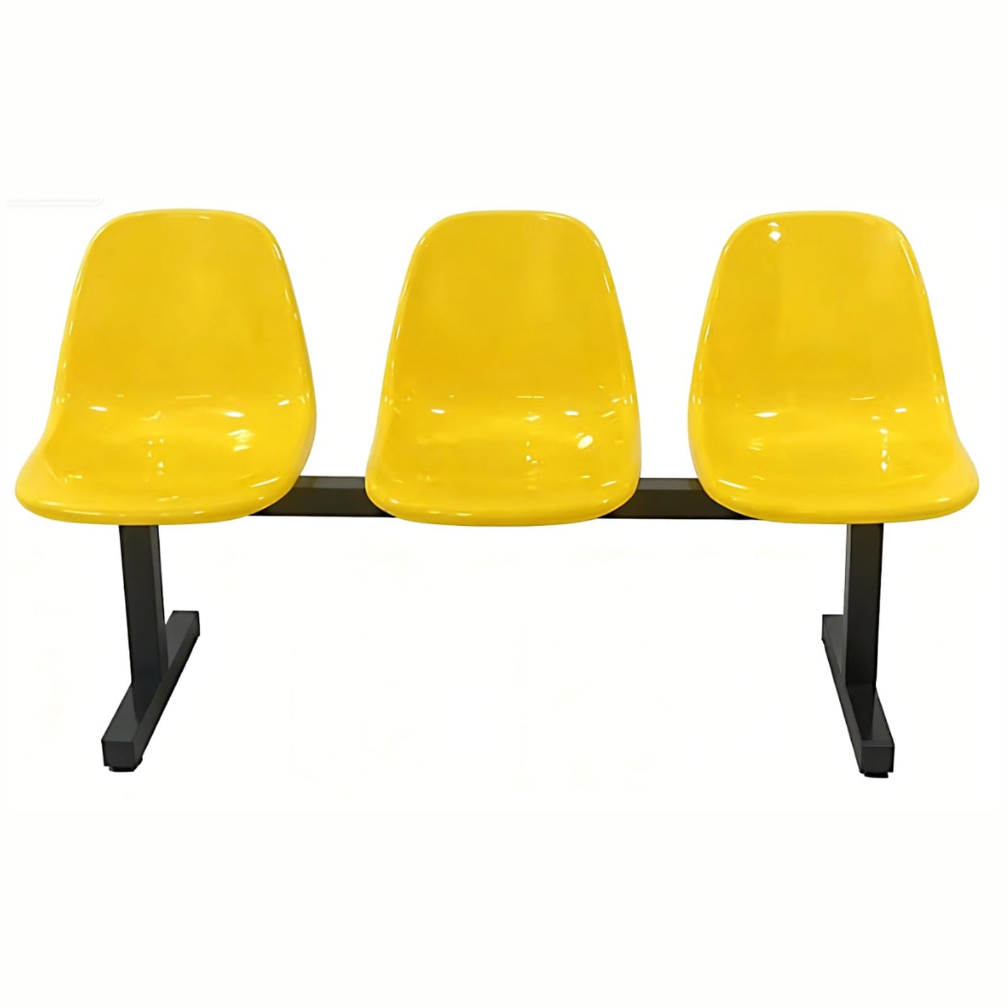 DLYZAYE Yellow 3-Seat Waiting Room Chairs, Plastic Office Guest Chairs with Backrest for Clinics, Airports, Hospitals & Barber Shops - Durable Reception Furniture