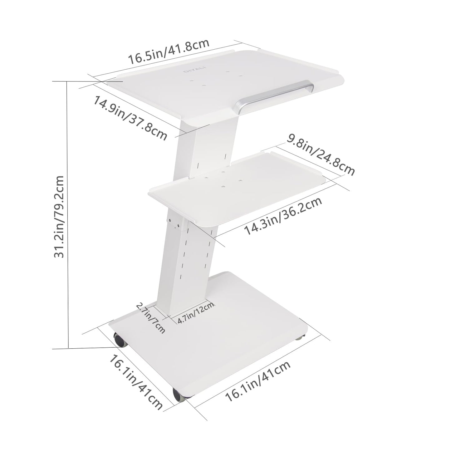 OIYALI Esthetician Cart with Sockets, Beauty Salon Cart with Wheels, Three-Tier Metal Mobile Table, 100-Pound Capacity, Suitable for Nail Salons, Tattoo Studios,Clinics, Hair Salon, and More