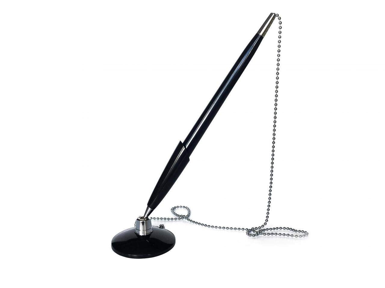 Janrax Pack of 24 Slim Black Reception Counter Pens on Chain