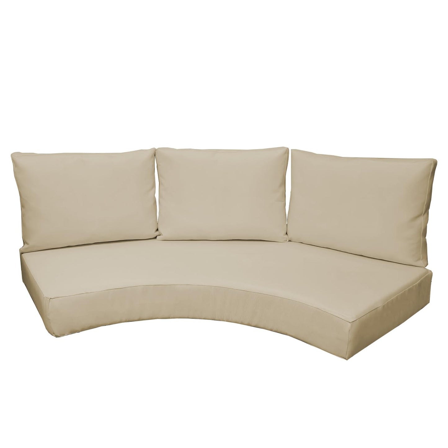 TQ369SM Outdoor Curved Sofa Cushion Couch Cover with Zipper 4-Piece Patio Half-Moon Sectional Replacement Cover Breathable Customizable（No fillers） (Khaki, L)