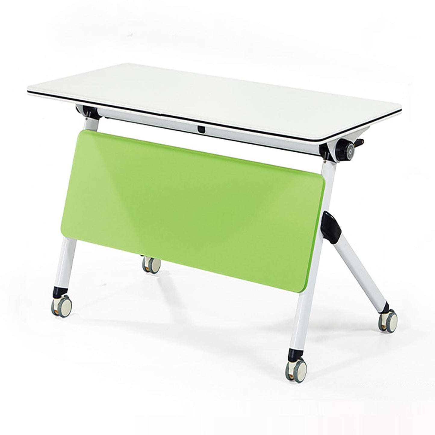 Compact Folding Conference Table with Wheels for Small Spaces Commercial Office Desk for Meetings and Training Mobile Flip Top Desk for Home and Classroom