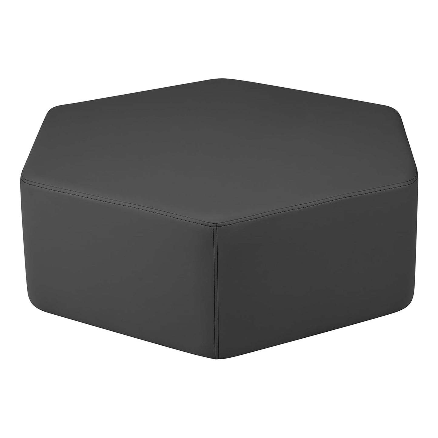 FDP Pro Series Hexagon Accent Ottoman (12" Height) Hand Upholstered Commercial Furniture for Hotel Lobby, Office, Restaurant, Home and More Collaborative and Configurable Seating - Black