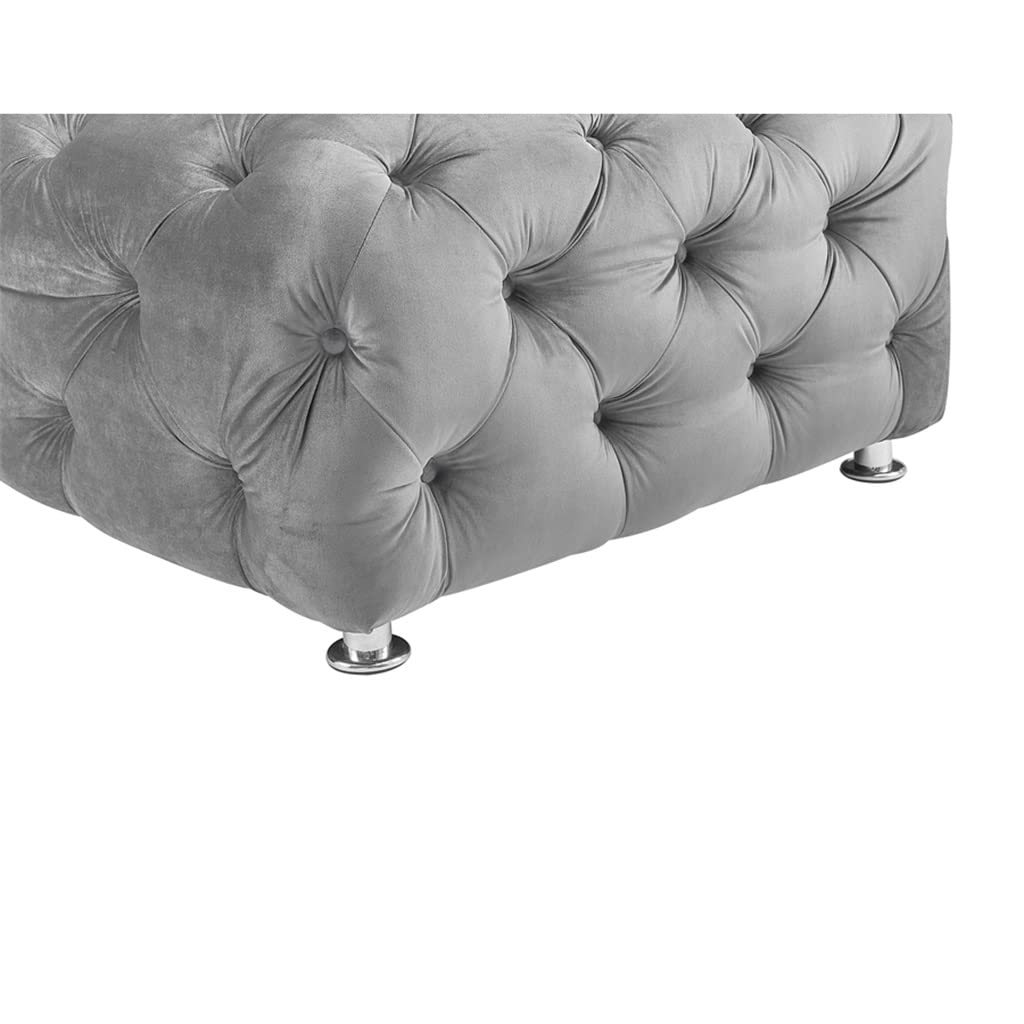 DUYHBAWRS U-Shaped Modular Sofa Grey Velvet Fabric Living Room Furniture