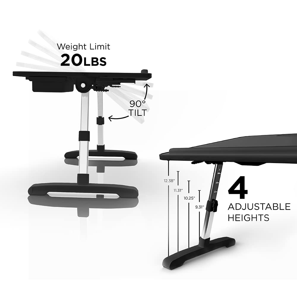 Limitless TotalDesk Portable Modern Workstation and Lap Desk with Adjustable Height & Tilt (Charcoal)