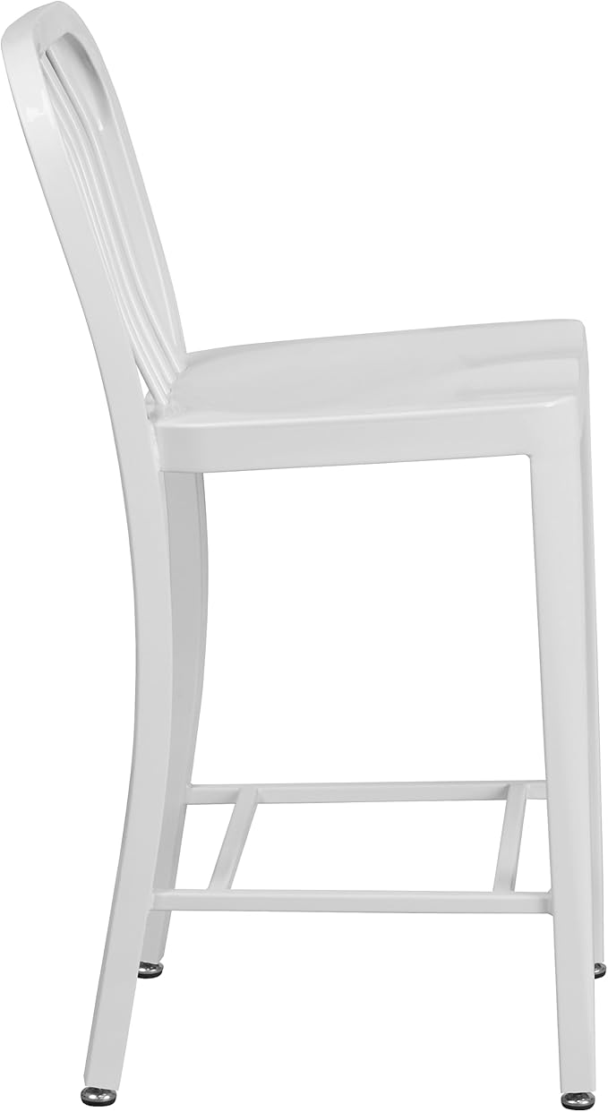 Flash Furniture Commercial Grade 24" High White Metal Indoor-Outdoor Counter