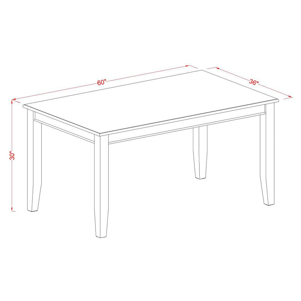 East West Furniture DUT-BLK-T Dudley Kitchen Table - a Rectangle Dining Table Top with Sturdy Legs, 36x60 Inch, Black