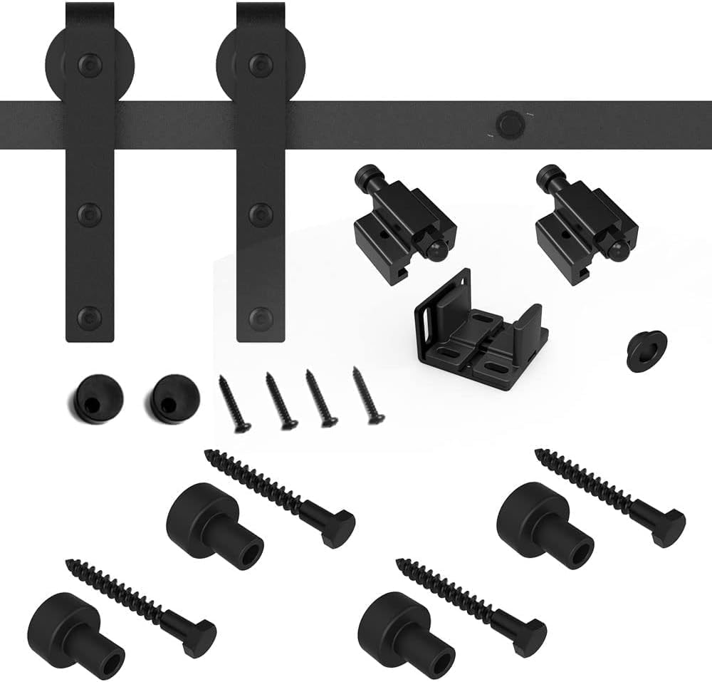 FLYVLIEG 2.5FT Super Mini Sliding Barn Door Hardware Kit for Single Door TV Stands Small Cabinets, J-Shaped Hanger (No Cabinet)