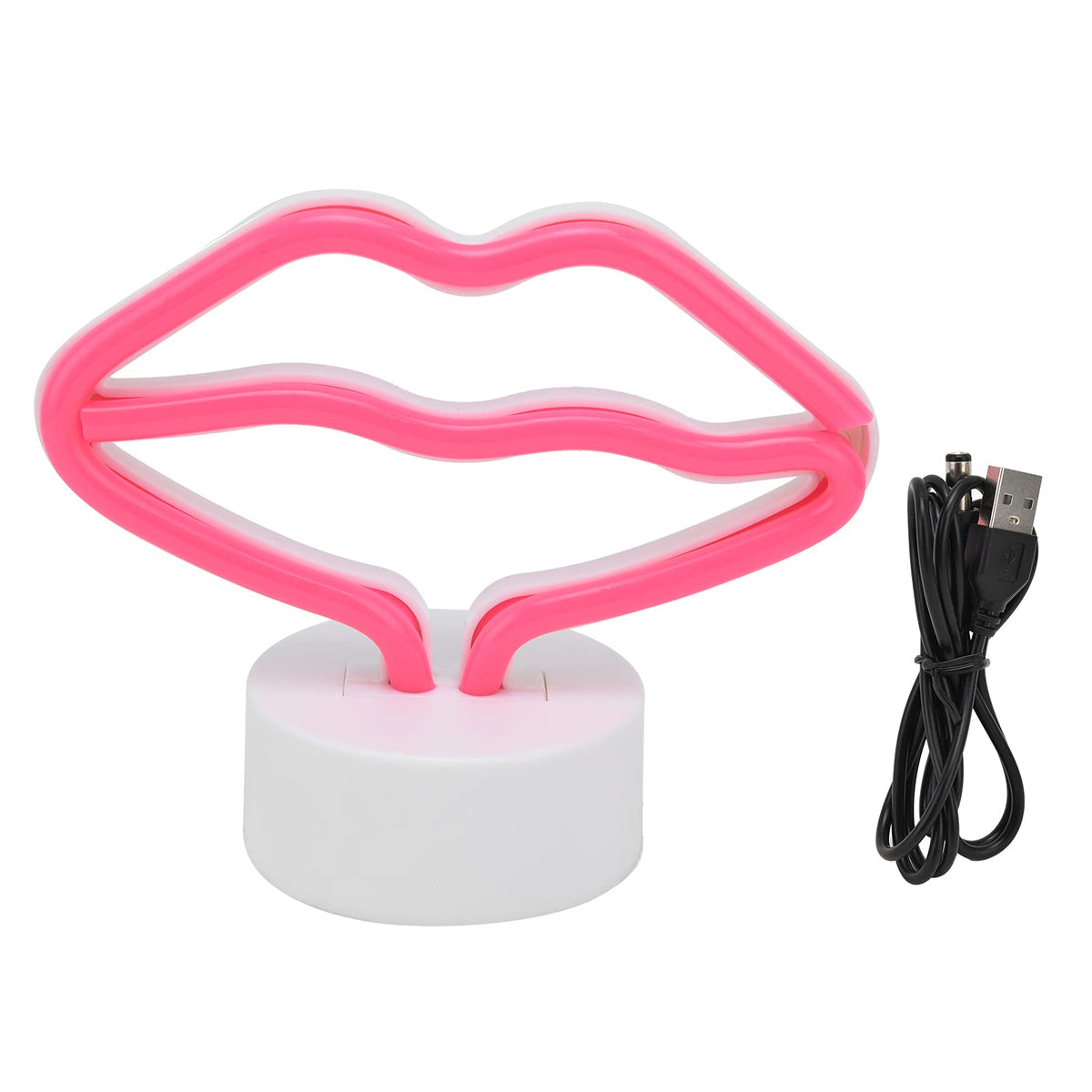 Milltrip Lip Shaped Neon Signs Led Neon Light with Stand USB or Battery Powered Neon Light Lamp for Baby Room Party Home Decor Gifts for Children Baby Room Christmas Wedding Party Decoration