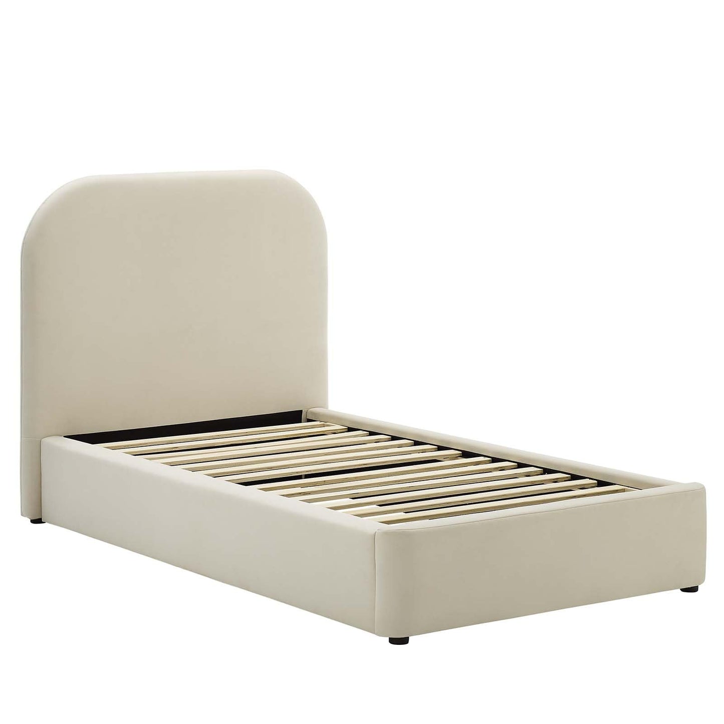 Modway Keynote Modern Bed Frame, Twin Size with Curve Shaped Headboard in Alabaster