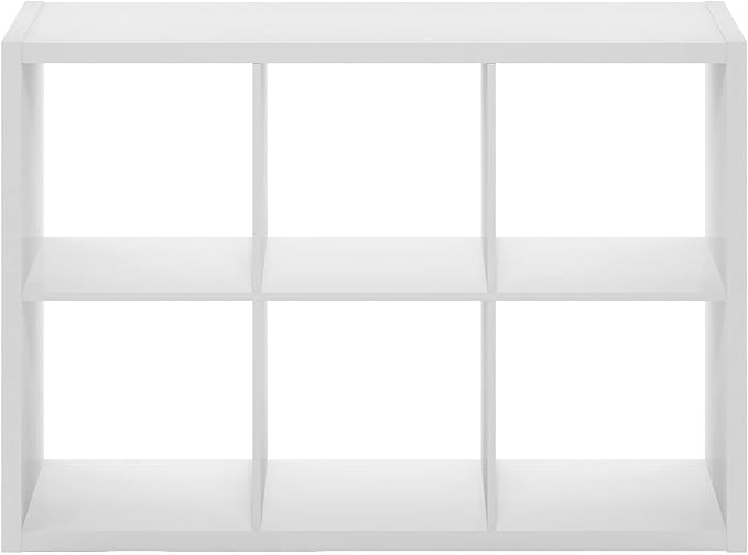 Furinno Cubicle Book Shelf, 6-Cube Bookshelf, Extra Thick Frame Horizontally &