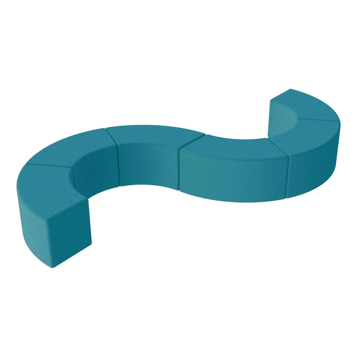 FDP Pro Series Upholstered Configurable S-Curve Accent Ottoman Seating Set (18" H) Collaborative Commercial Furniture for Hotel Lobby, Office, Restaurant, Waiting Room (6-Pack) - Teal