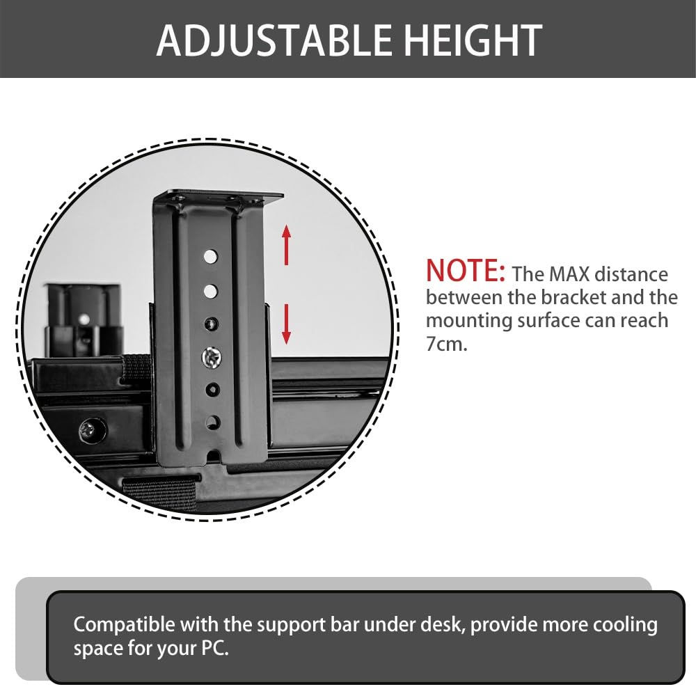 FEYRUN Under Desk Slide Out PC Mount with Anti-Scratch Sponge, Adjustable CPU Holder Bracket for Computer Tower (Black (Slide Access))