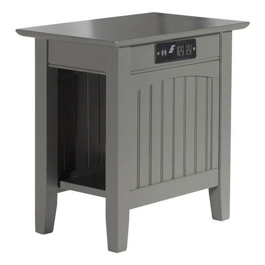 AFI Nantucket Chair Side Table with Built-in Charger in Grey