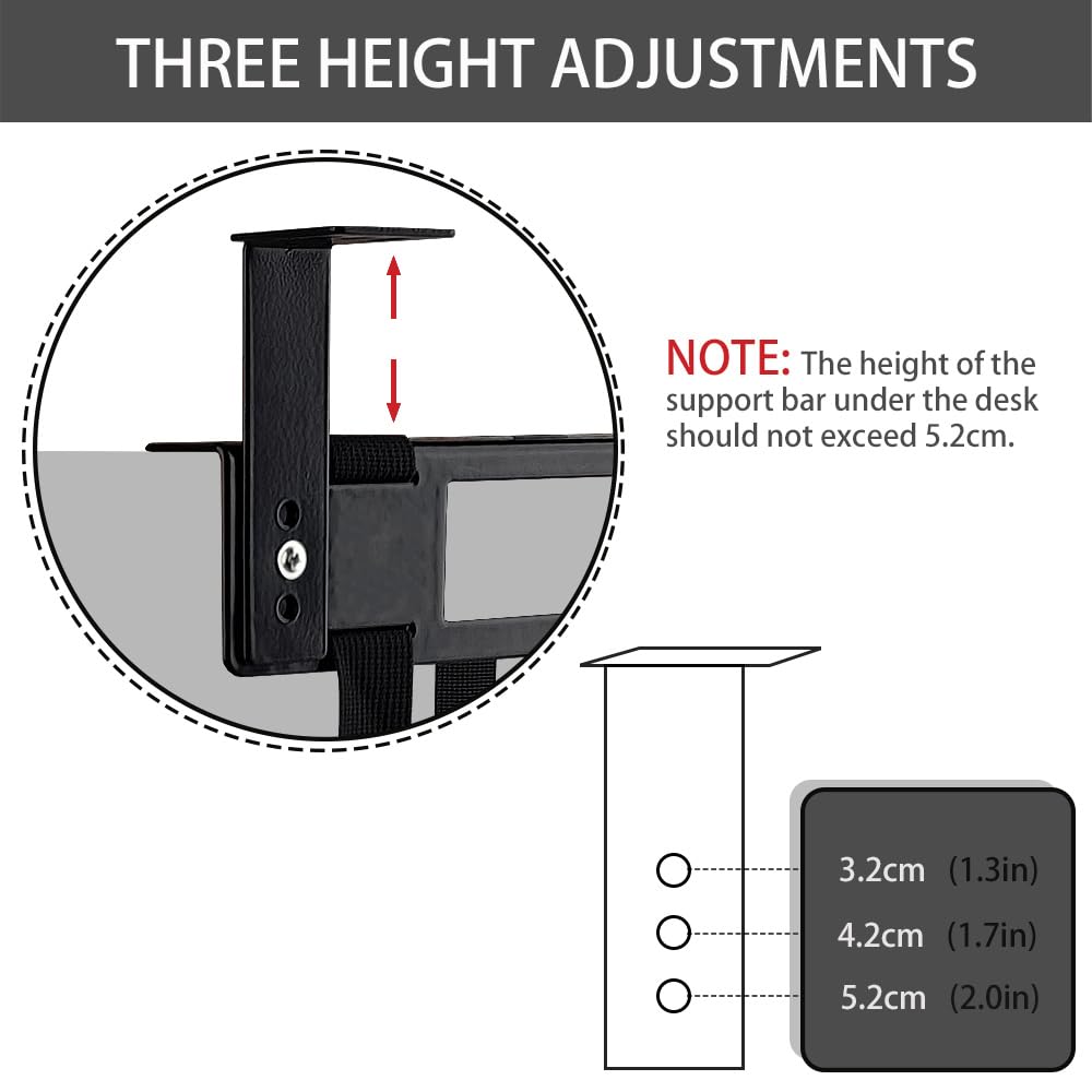 FEYRUN Under Desk PC Mount with Anti Scratch Sponge, Adjustable CPU Holder Bracket for Computer Tower (Black, Fixed)