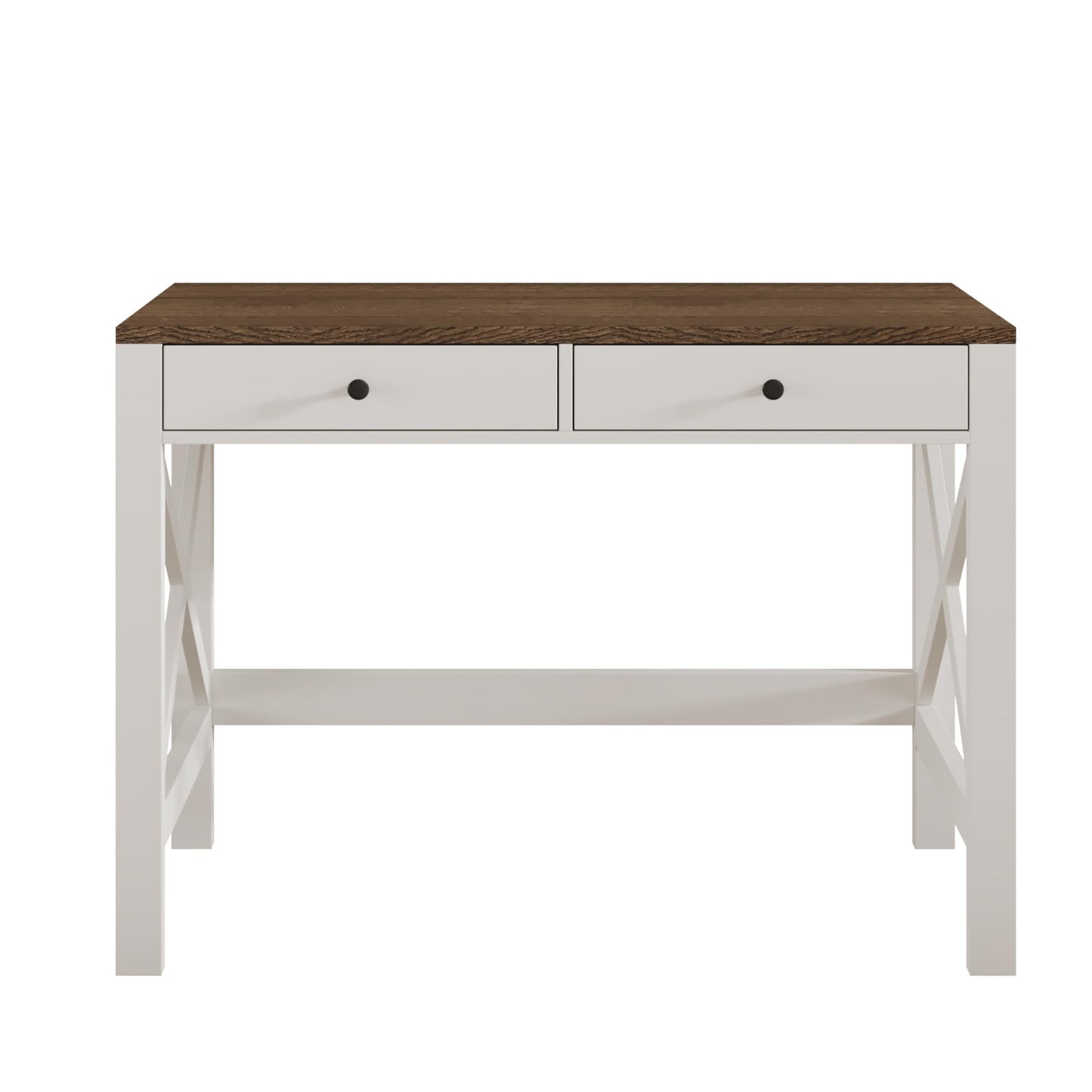 ChooChoo Computer Desk Study for Home Office, Modern Simple 40 Inches Desk with Drawers, Makeup Vanity Console Table, Soft White