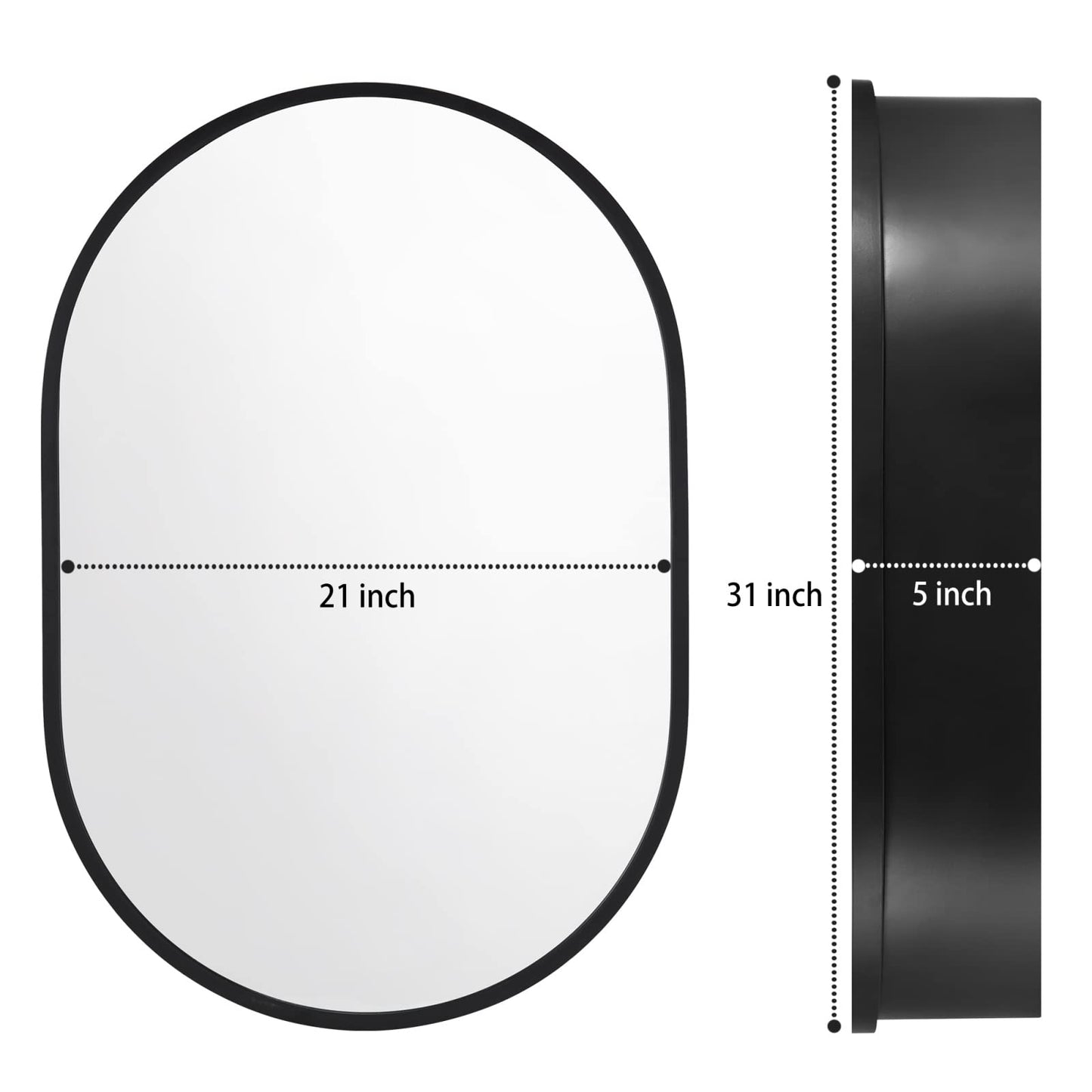 Movo 21 Inch x 31Inch Oval Medicine Cabinet Mirror Bathroom Wall Storage Cabinet Mirror Surface Mount Installation