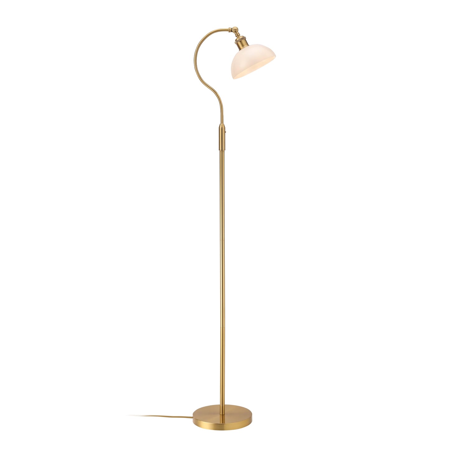 O’Bright Heritage - Banker’s Floor Lamp, 3-Level Touch Dimming, Adjustable Tilt Shade, Removable Lampshade Design, E26 Socket with 6W Dimmable LED Bulb, White Jade Glass Shade, Antique Brass
