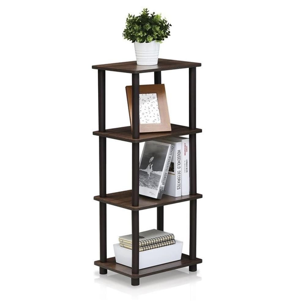 FURINNO Turn-N-Tube Shelf, 3 Space, Walnut/Brown