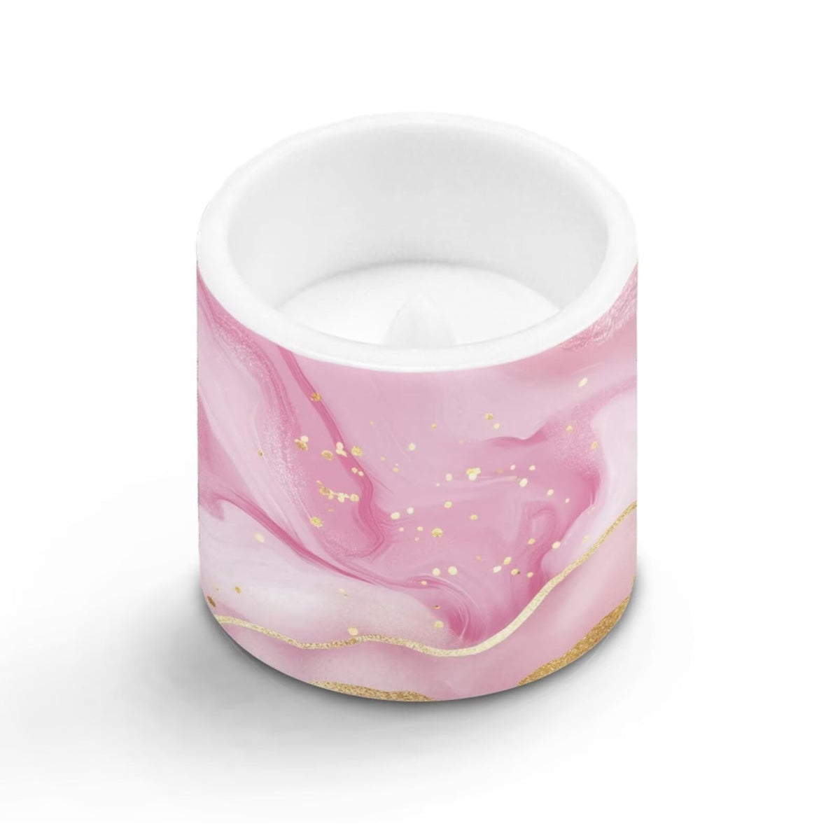 Cozeyat Blush Marble LED Candles Set of 4 Battery Powered Flameless with Remote Timer Dancing Flame Waterproof for Home Beach Table Decoration