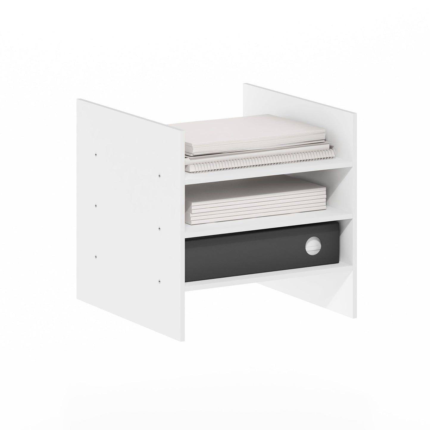 Furinno Cubicle Cube Insert, 3-Shelf Cube Organizer, Fits into Furinno Extra Thick Cubes, for Organizers and Storage, Plain White (Does not fit IKEA Kallax Shelving)