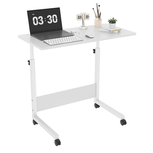 FCH Portable Computer Workstation, Standing Desk Adjustable Height, Small Computer Desk w/Rolling, Sit Stand Laptop Desk TV Tray for Bed Sofa Hospital Reading Eating, Rustic Brown, 23.6"