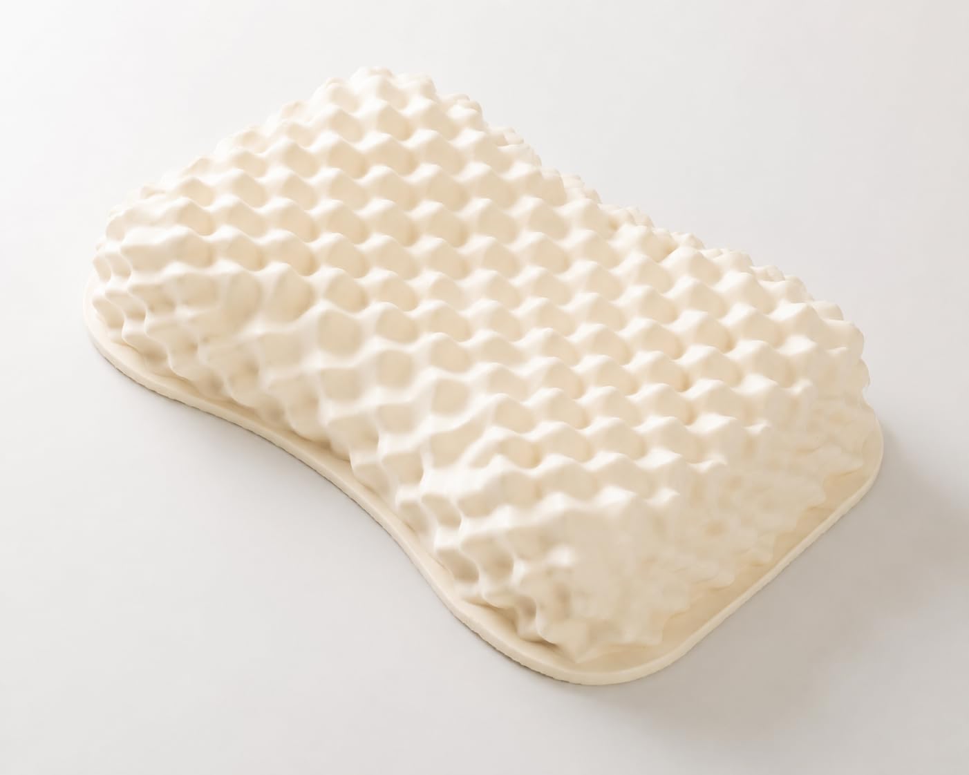 Vinabedding Velisse — Natural Latex Pillow for Stomach Back Side Sleepers, Peanut Shape for All Position Sleeping, Wave-Ridge Surface, Single-Height Adaptive Design, 100% Pure Vietnam Latex