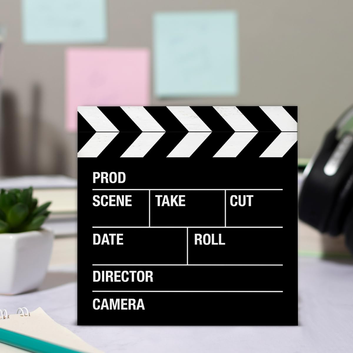 Movie Room Decor Sign, Gift for Filmmaker Director Crew Movies Lovers, Movie Night Film Slate Wooden Sign for Home Theater TV Room Table Shelf Decorations 5×5 Inches