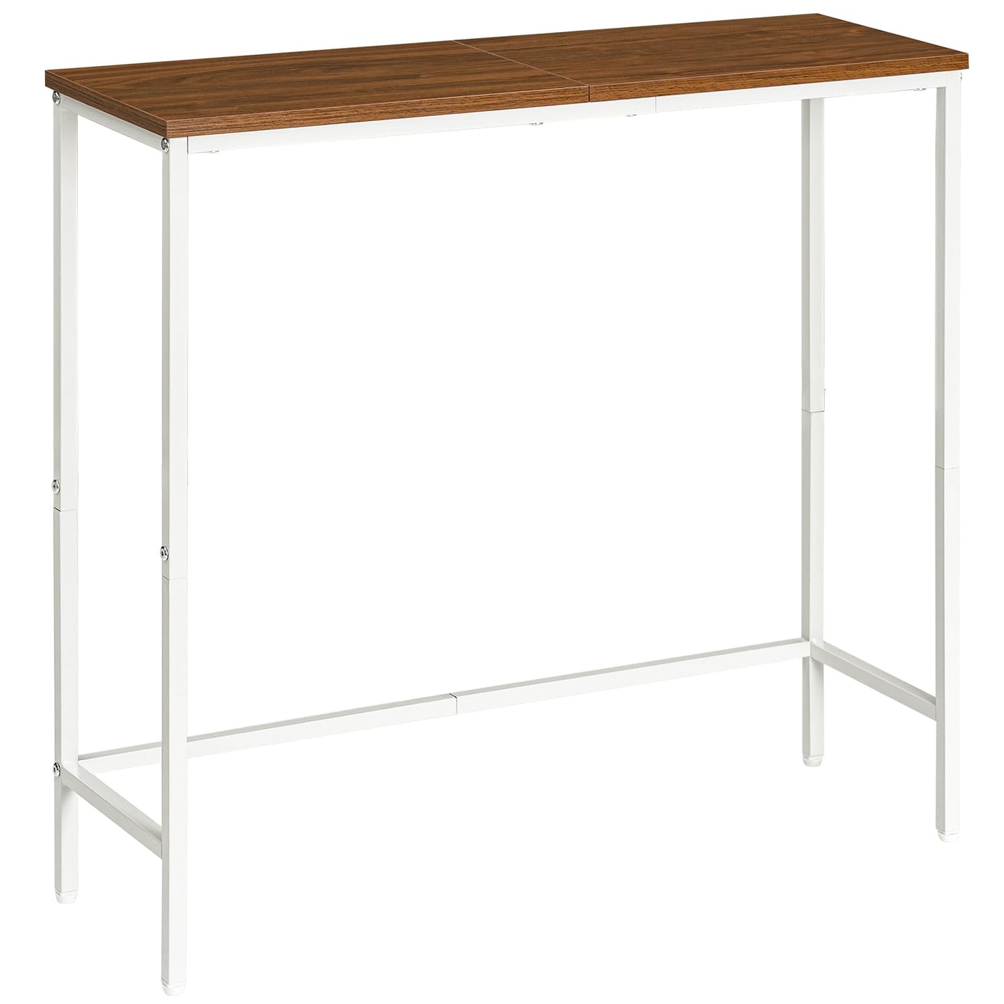 HOOBRO Narrow Console Table, 29.5" Small Entryway Table, Thin Sofa Table, Side Table, Display Table, for Hallway, Bedroom, Living Room, Foyer, White and Walnut WH75XG01
