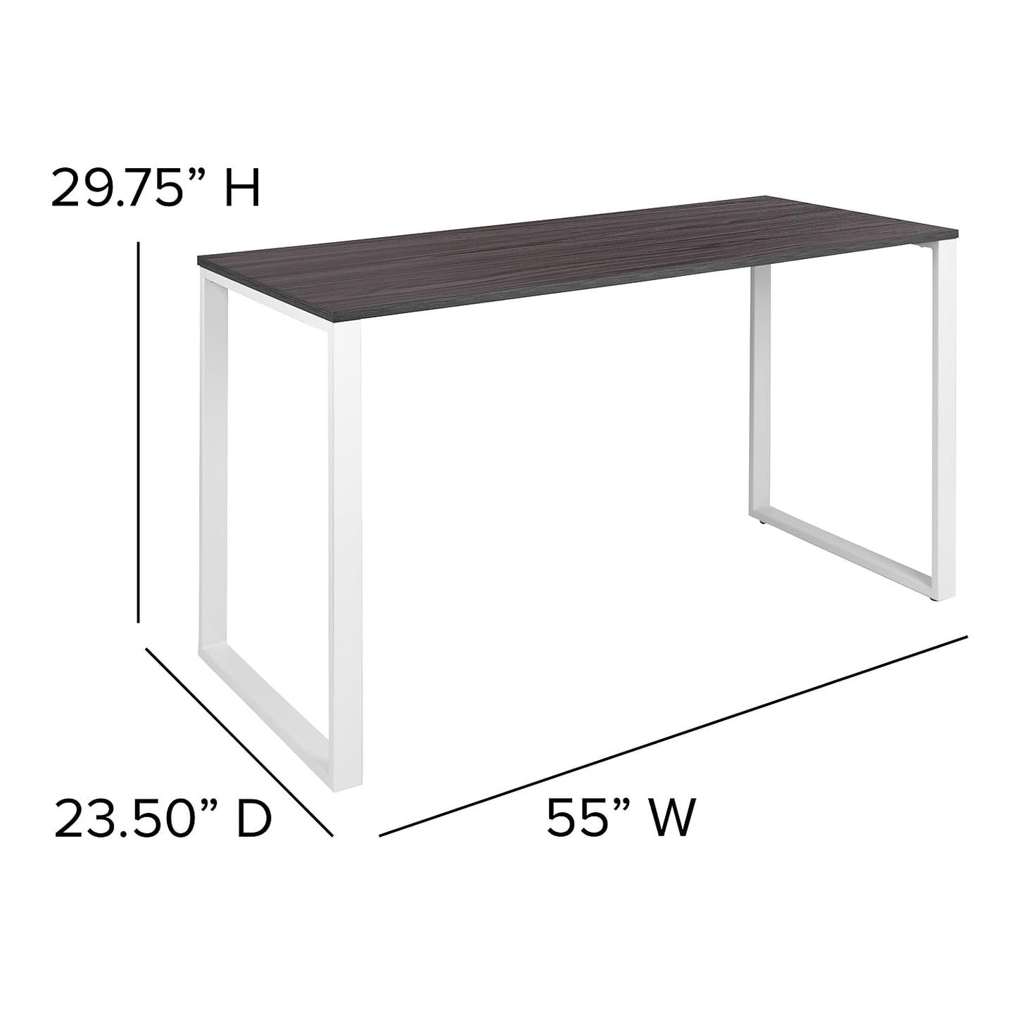 Flash Furniture Kimberly Modern Commercial Grade Desk Industrial Style Computer Desk Sturdy Home Office Desk - 55" Length (Rustic Gray)