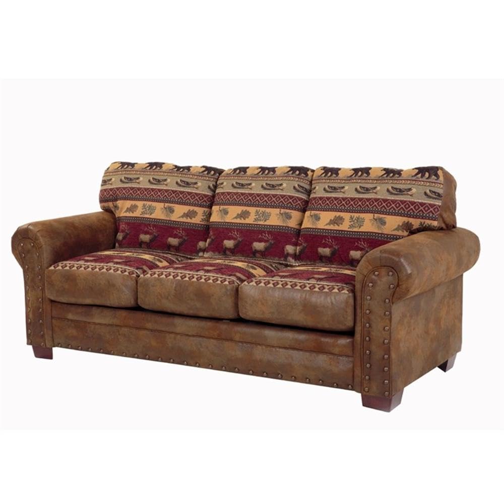 American Furniture Classics Sierra Lodge 88" Microfiber Sleeper Sofa in Brown