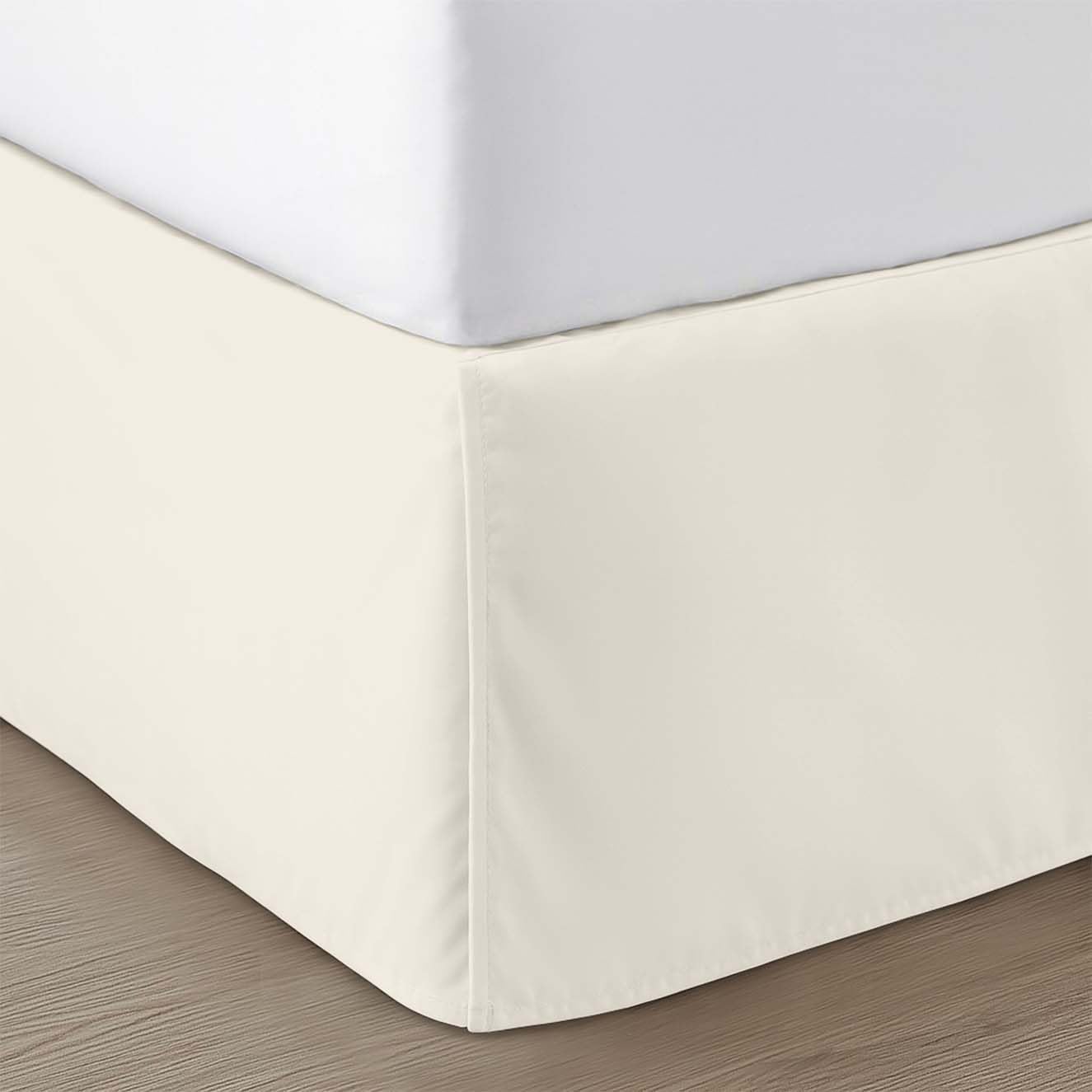 SGI bedding 12 inch Drop Bed Skirt Full Size - Platform Style with Secure Fit, Classic Tailored Look, Elegant Pleated Style Dust Ruffle, Split Corners, Microfiber - Ivory