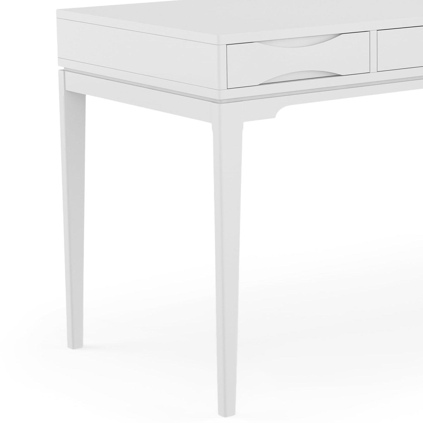SIMPLIHOME Harper Desk - 60 Inch Wide Solid Wood Writing Desk in White, Mid-Century Modern Home Office Computer Table for Workspace or Study with 2 Drawers and Flip-Down Keyboard Tray
