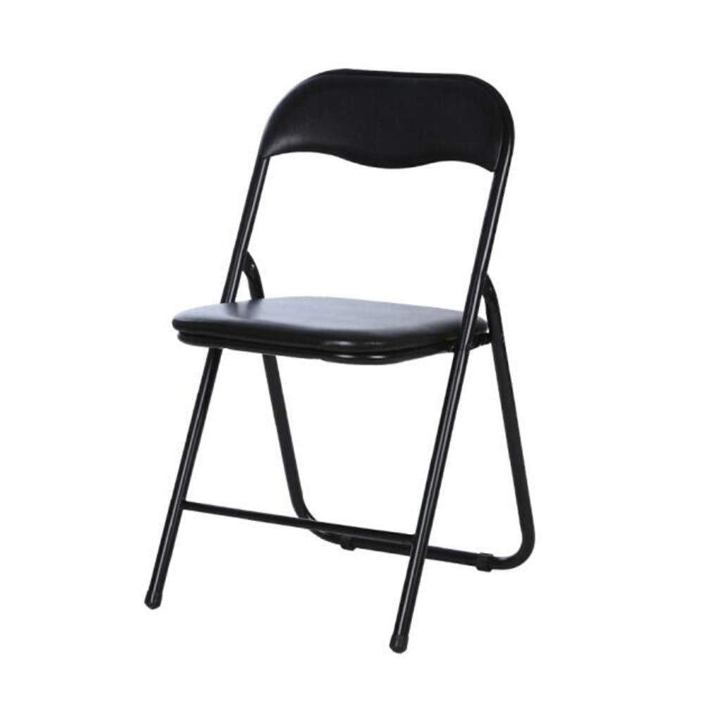 Folding Chair Black Office Conference Backrest Chair Metal Frame Visitor Padded Fabric Desk Chair Portable Security (Size : 6 Chairs)