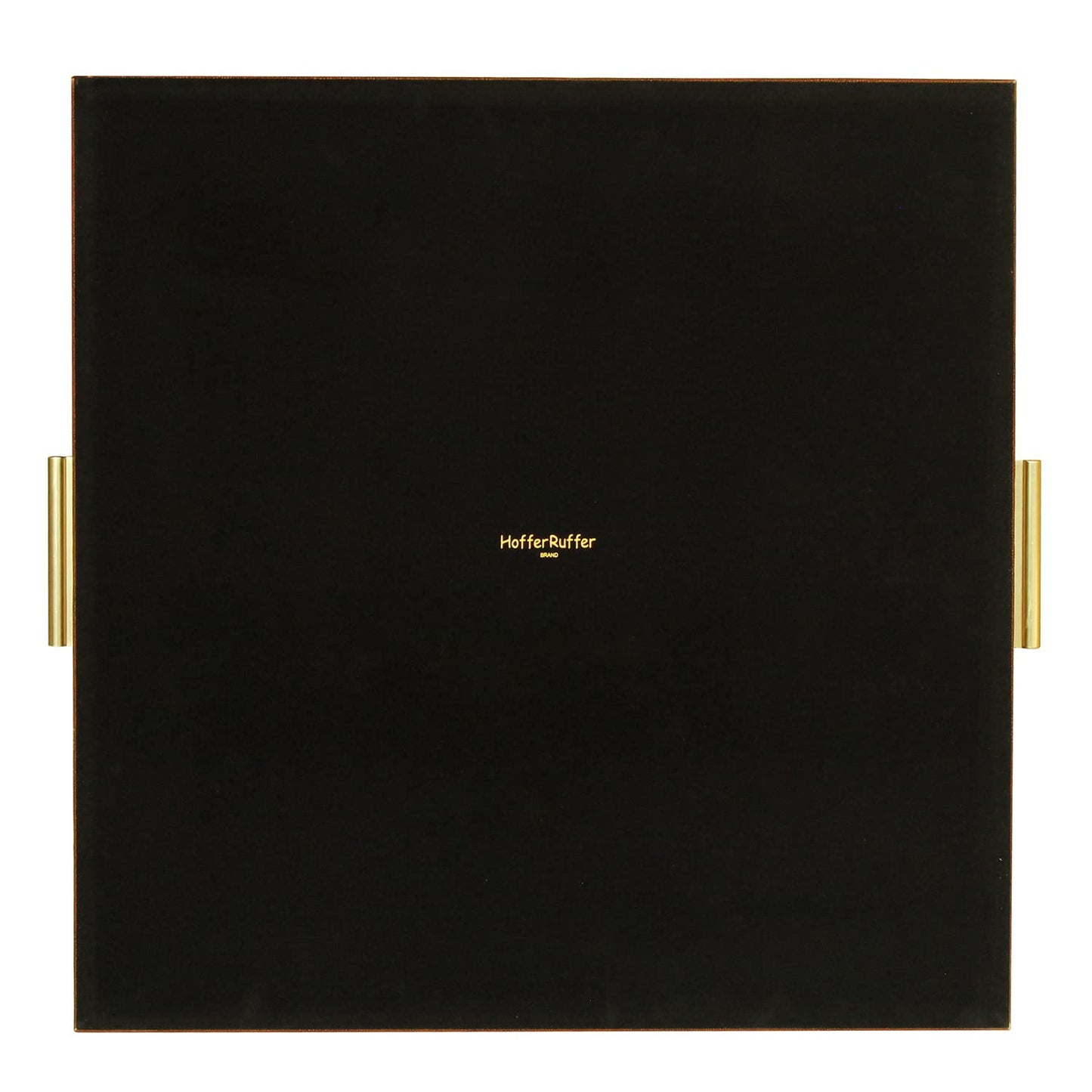 HofferRuffer Extra Large Square Serving Tray, Elegant Faux Leather Ottoman Tray with Gold Hardware Handles, Serve Tea, Coffee or Breakfast in Bed, 24 x 24 inches (Brown Shagreen)