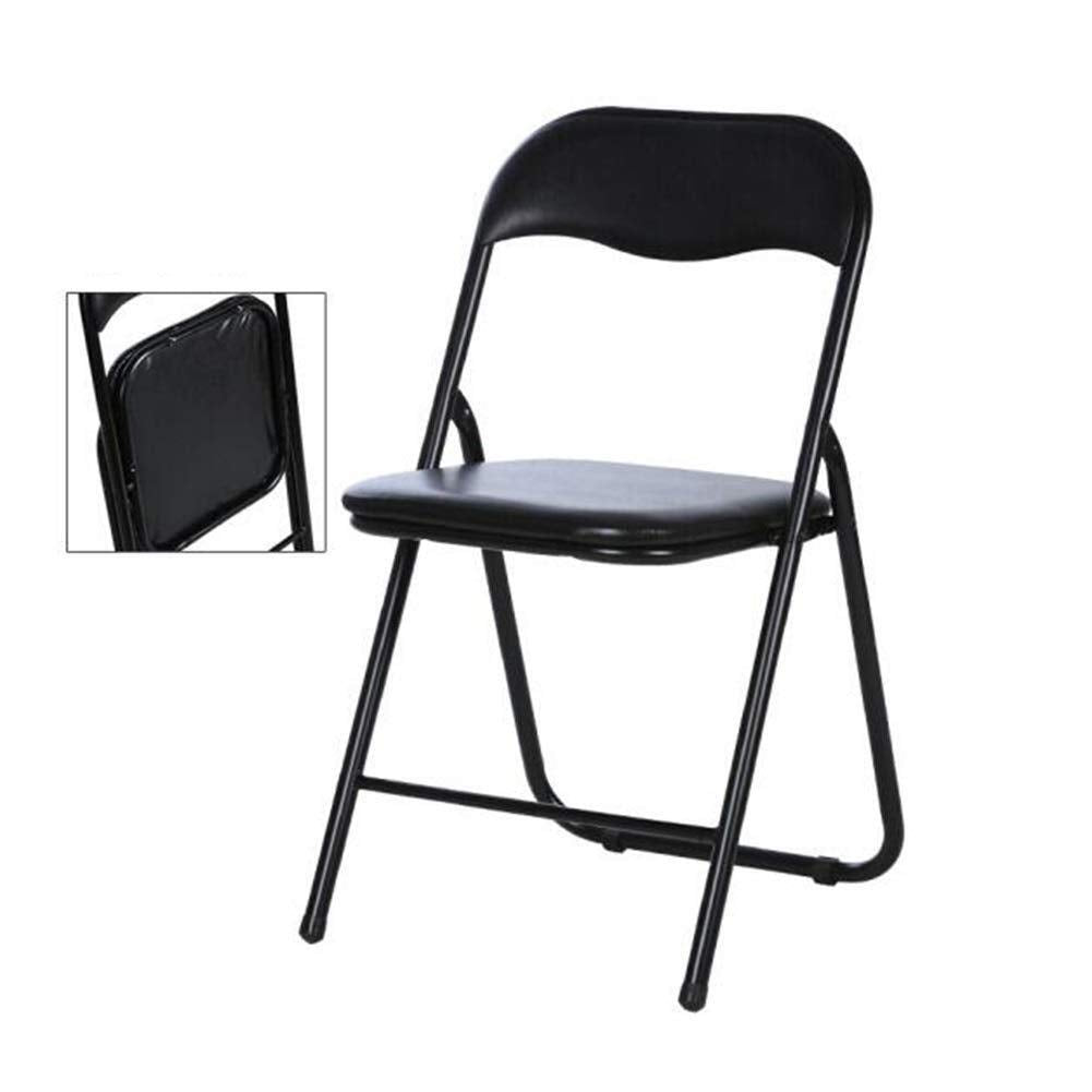 Folding Chair Black Office Conference Backrest Chair Metal Frame Visitor Padded Fabric Desk Chair Portable Security (Size : 6 Chairs)