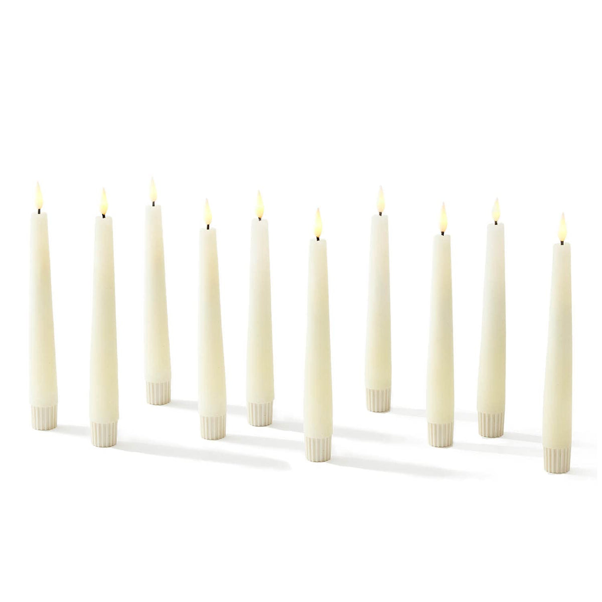 LampLust Flameless Taper Candles, Realistic Flame with Wick, 7 Inch, 10 Pack, Ivory Wax, Flickering Flameless Candle LED, Remote Included, Home Decor, Christmas Party Decorations, Wedding Centerpiece