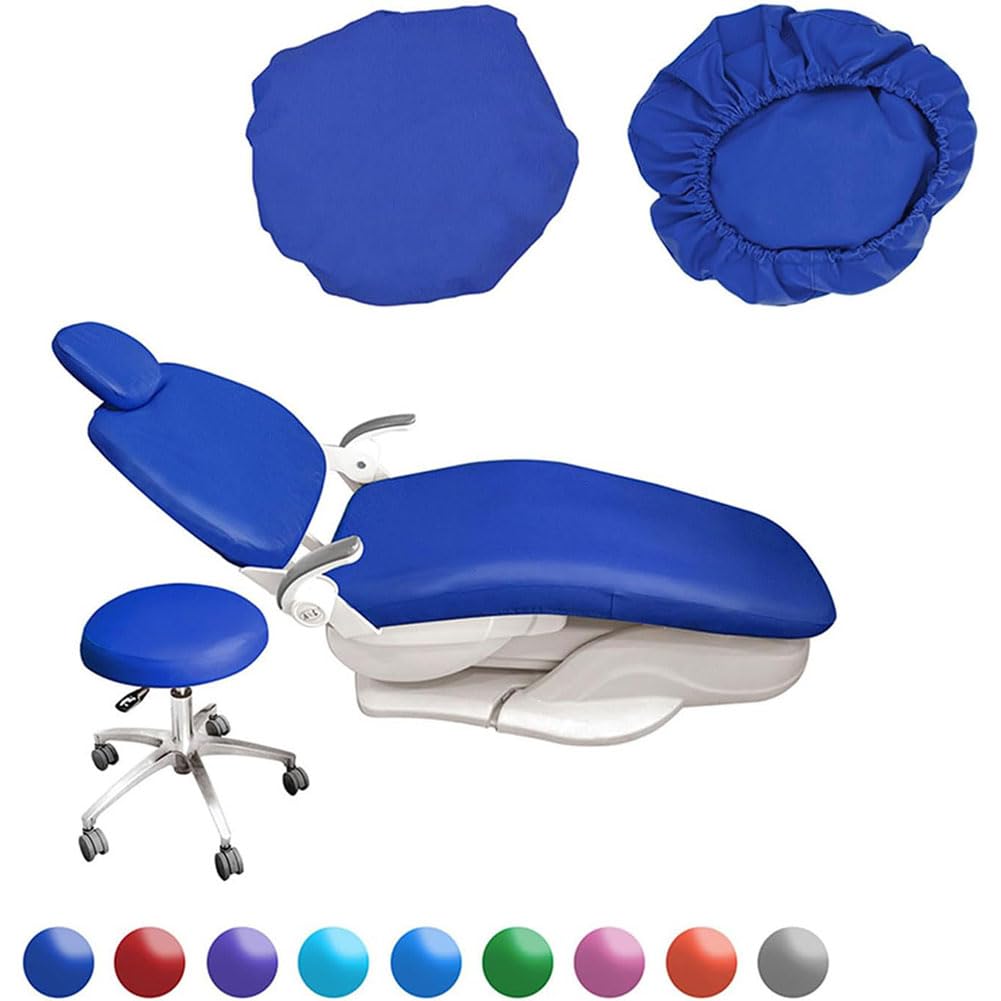 4Pcs/Set Dental Chair Covers, Dental PU Leather Unit, Waterproof PU Leather Protective Dental Full Chair Covers Elastic Stylish Dental Chair Seat Cover, Headrest Backrest Protector, Denti(Color:Grey)