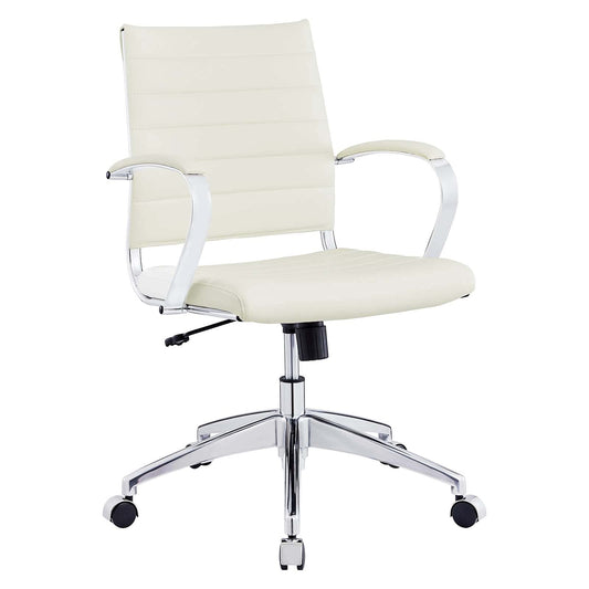 Modway Jive Ribbed, Mid Back Office Chair, White