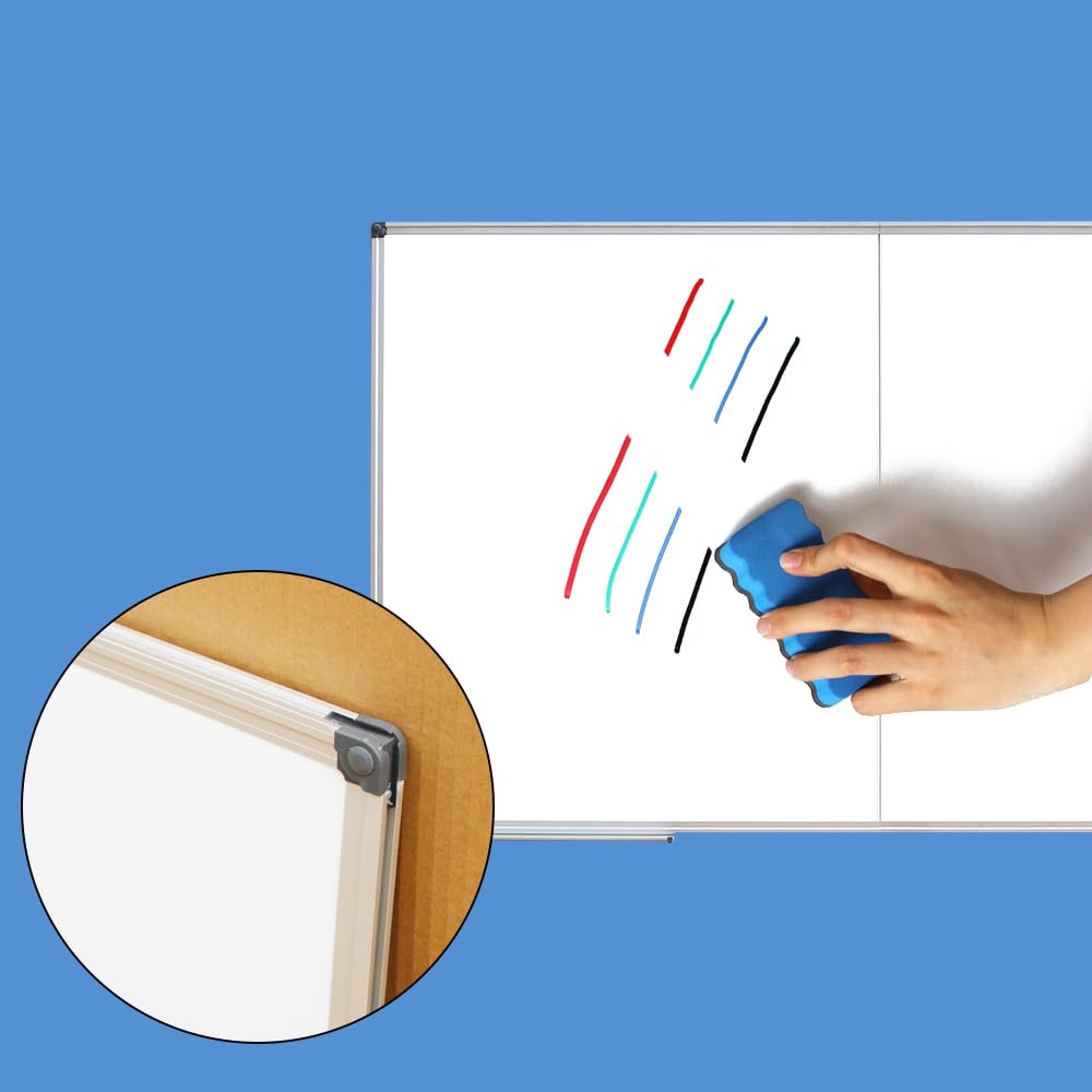 NEWPUTE Large Magnetic Whiteboard 48 x 36 Inch, Foldable Dry Erase White Board with Pen Tray, Big Aluminum Frame Folding Message Presentation Board for Wall
