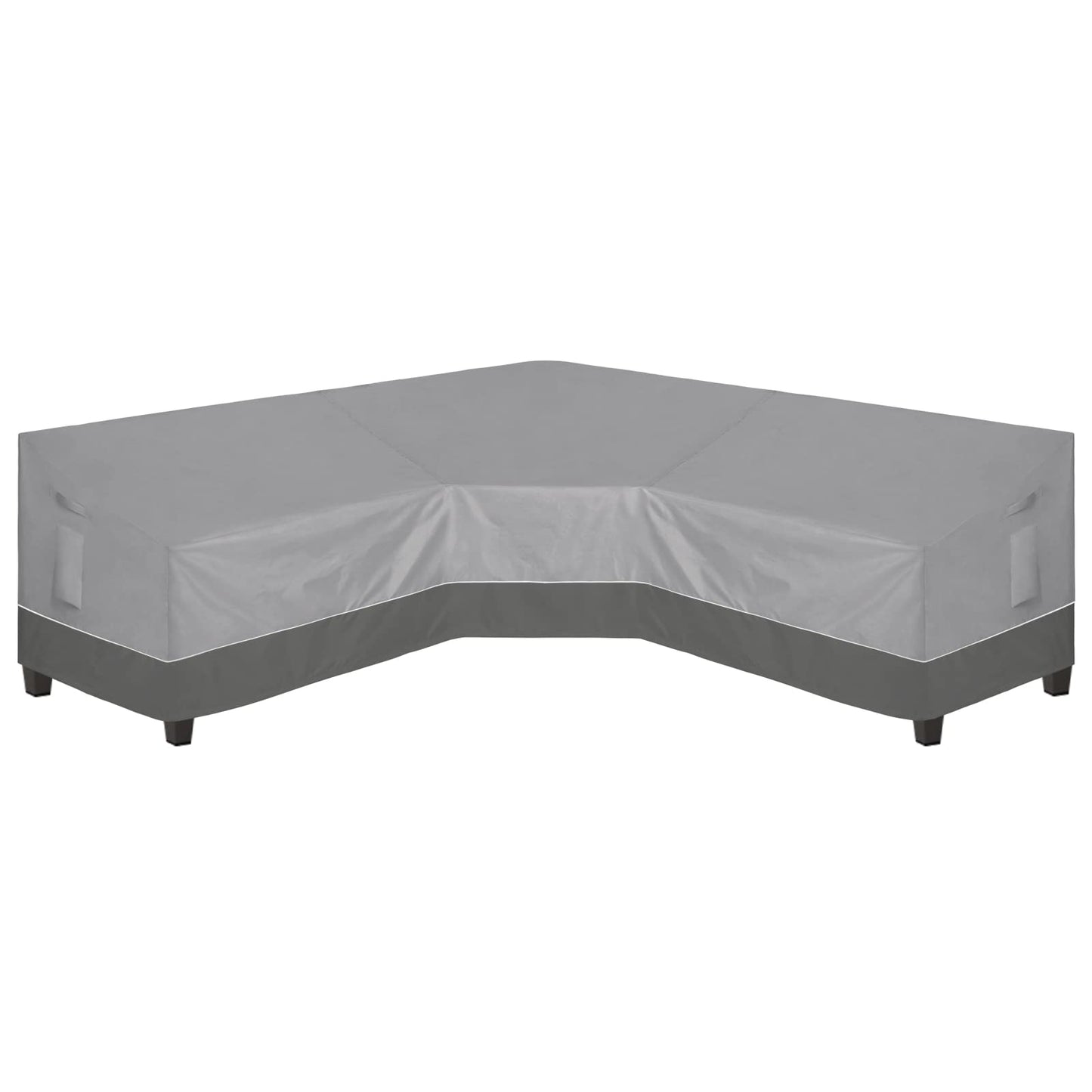 Easy-Going Outdoor V-Shaped Sectional Sofa Cover 118"X118" UV Resistant Patio Sectional Couch Cover Waterproof Lawn Patio Furniture Cover, Gray/Dark Gray