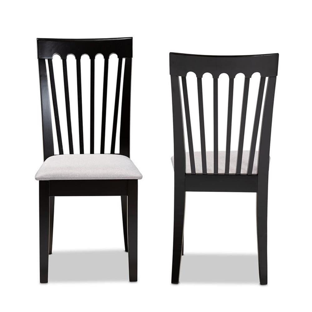 Baxton Studio Minette Modern and Contemporary Gray Fabric Upholstered and Espresso Brown Finished Wood 2-Piece Dining Chair Set