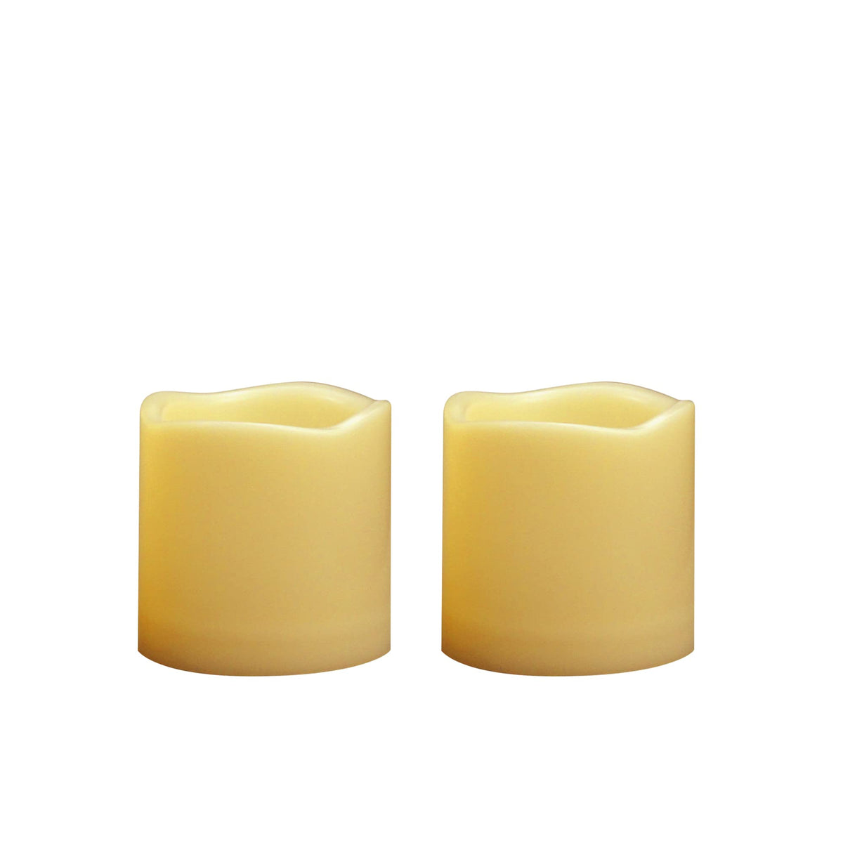 2WDECOR Outdoor Battery Operated Flameless Candles with Timer, Realistic Flickering Plastic Fake Electric LED Pillar Lights Waved Edge for Home Garden Wedding Party Christmas Decor 3x3 Inches 2-Pack