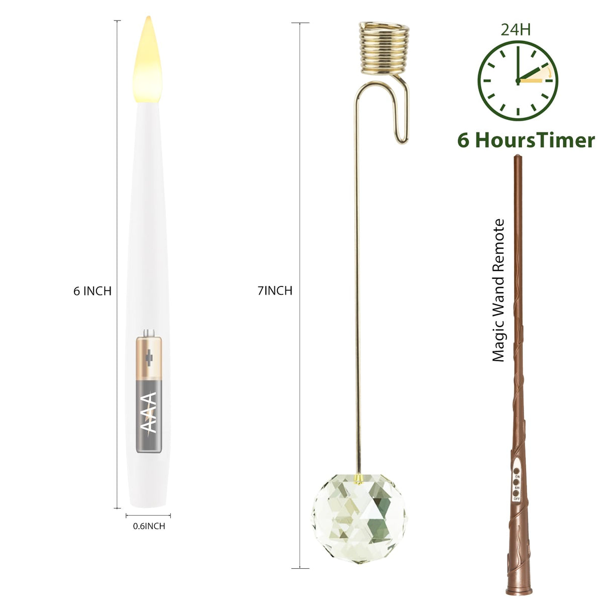 LUSHARBOR Flameless Candles for Christmas Tree, Magic Wand Christmas Tree Candles with Remote Battery Operated Fake Candles for Christmas Wedding, Set of 10