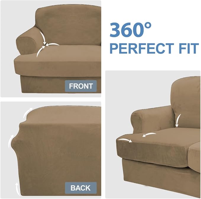 CUCRAF T Cushion Sofa Cover 2 Piece Armchair Slipcovers, Soft Thick Velvet