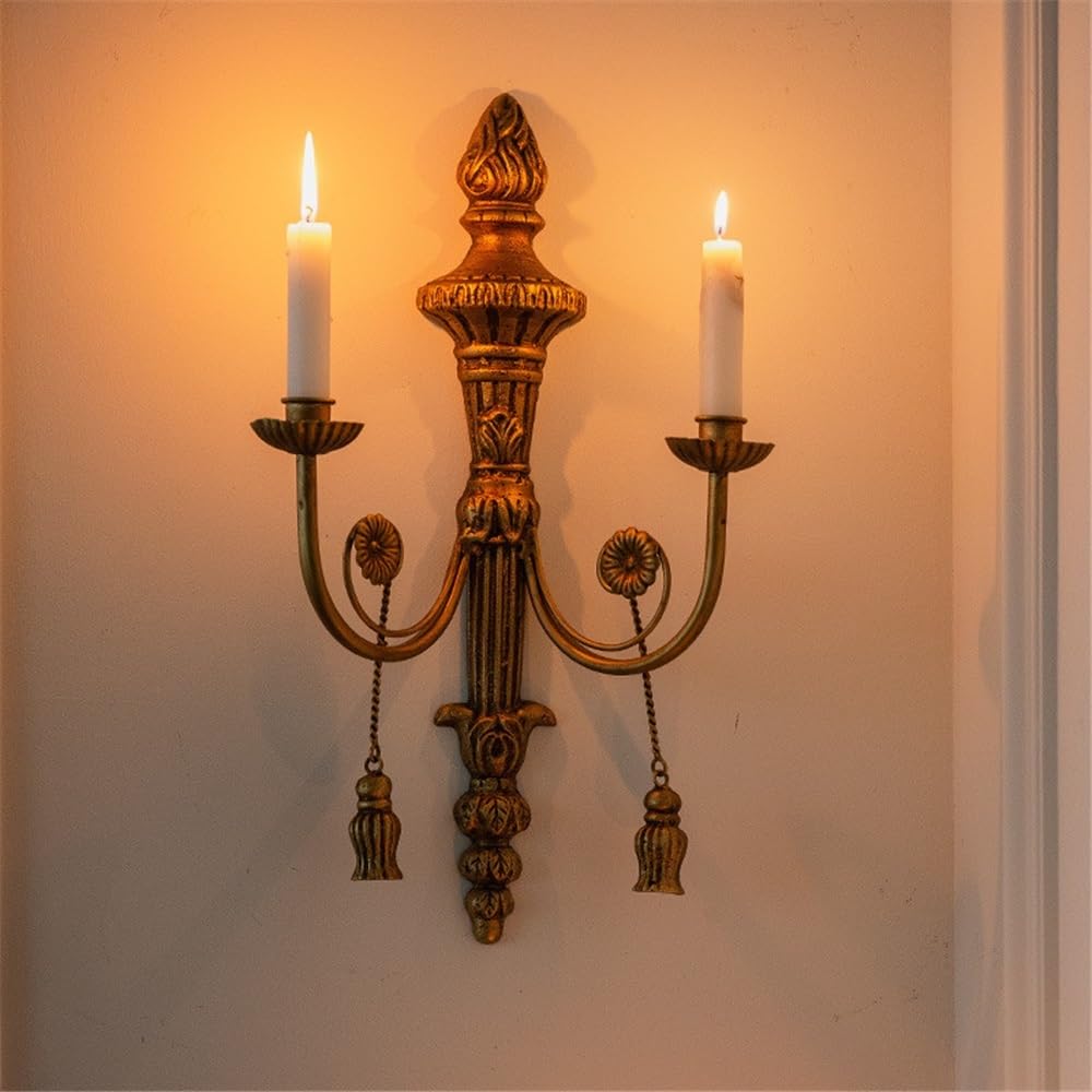 YUHUAWF Candle Holderss Retro Wall Decoration Candlestick Home Living Room Light Luxury Old Iron Candle Holder Decorative Candlestick
