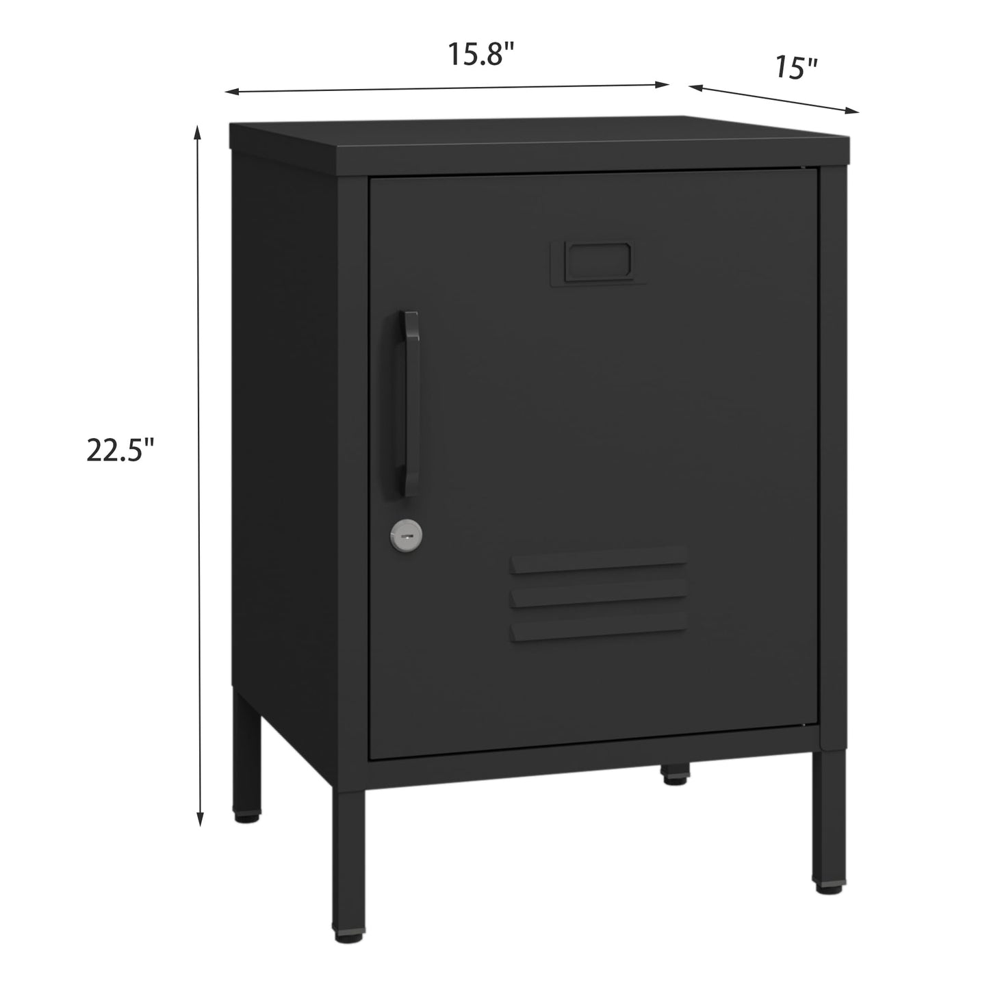 Metal Nightstand Modern End Side Table Steel Bedside Storage Cabinet with Shelf Easy Assembly for Living Room Bedroom （15.8”W x 15”D x 22.5”H ）